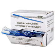 Einmal-Zahnbürsten Mediware mit Zahnpulver, 100 Stück, blau