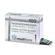 Fadenziehmesser Mediware aus Edelstahl 6,5 cm steril, 100 Stück