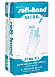 Soft-Hand Nitril Handschuhe Sensitive, puderfrei, 200 Stück, verschiedene Größen