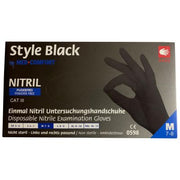 Ampri Nitril Untersuchungshandschuhe Style Black, schwarz, puderfrei, verschiedene Größen, 100 Stück